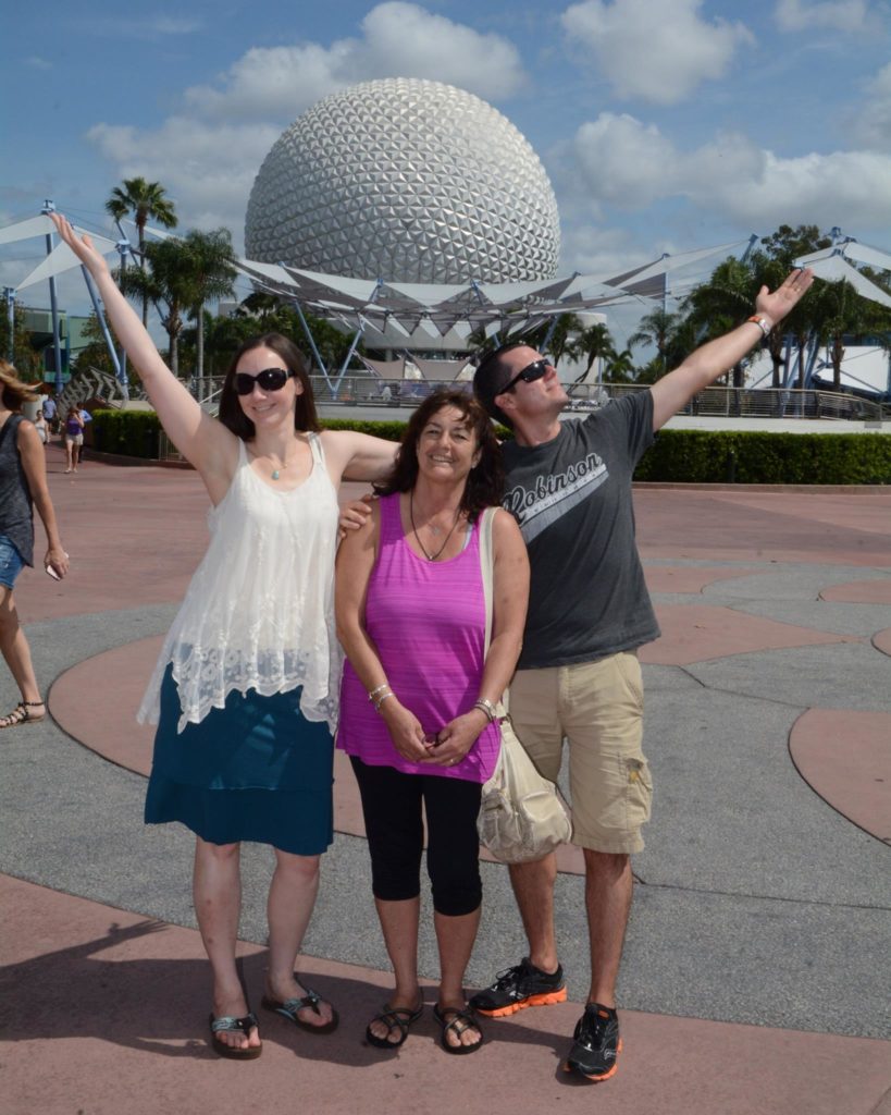 My mom, wife, and I enjoying a beautiful day at Epcot in 2016. 